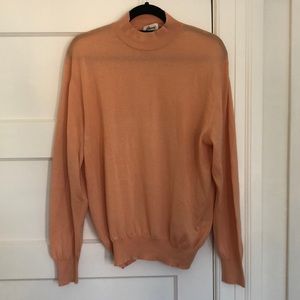 Brioni Mock Turtleneck, Cashmere and Silk, Light Peach Color